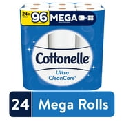 Cottonelle Ultra CleanCare Strong Toilet Paper, 24 Mega Rolls, 312 Sheets per Roll (7,488 Total)