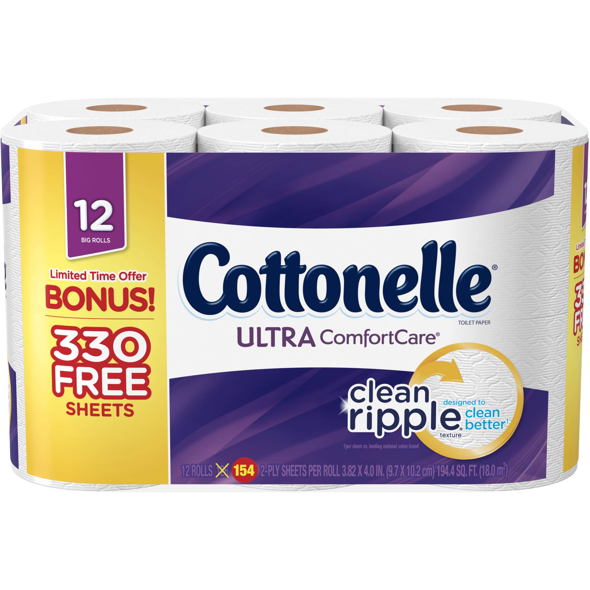 Cottonelle Ultra Comfort Care Toilet Paper, Bonus Pack, 12 Big Rolls