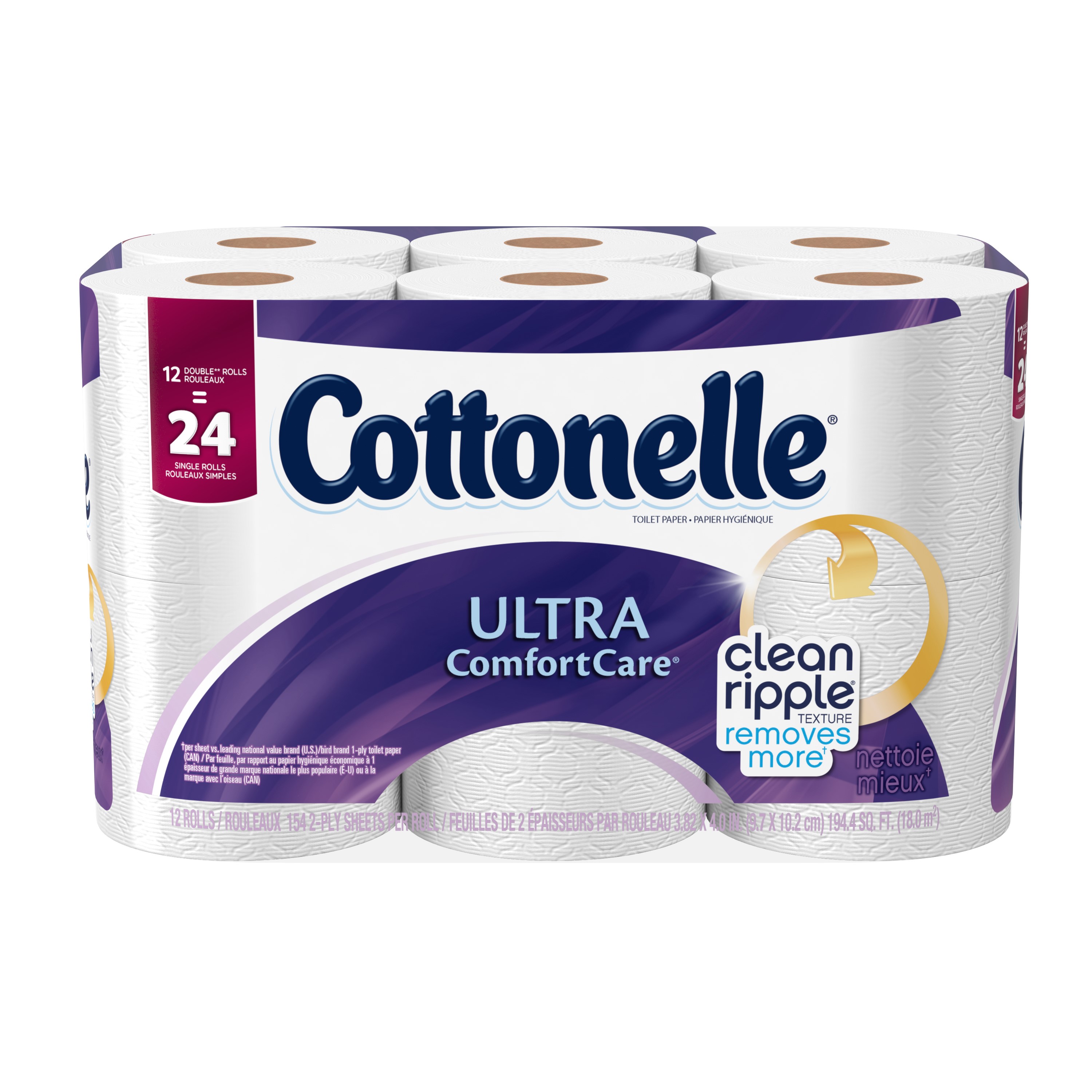 Cottonelle Ultra Comfort Toilet Paper, 12 Double Rolls, 154 Sheets per Roll (1,848 Total) - image 1 of 9