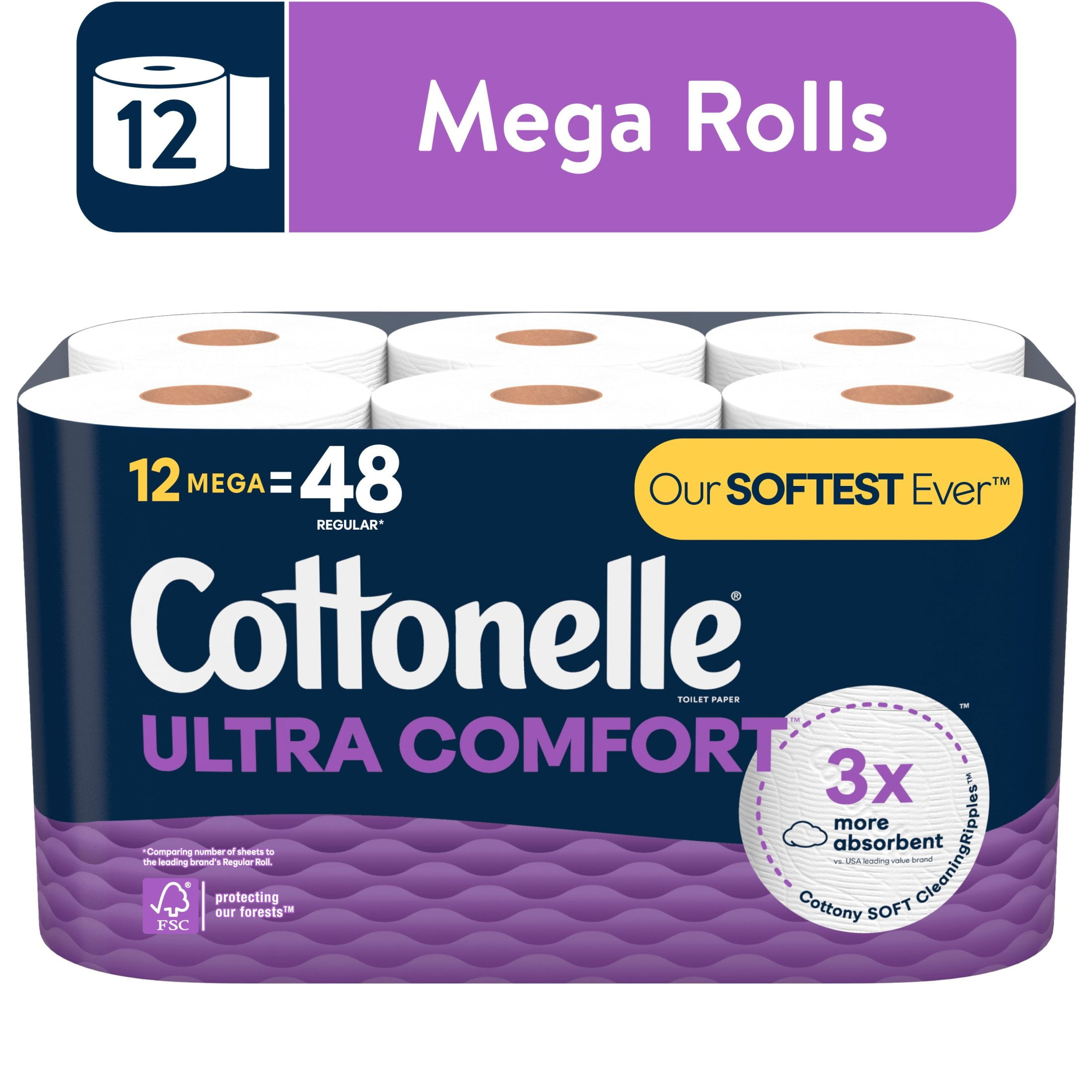 Cottonelle Ultra Comfort Toilet Paper, 12 Mega Rolls