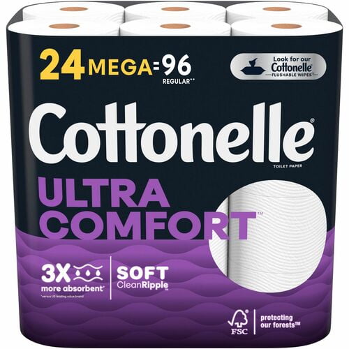 Cottonelle Ultra Comfort Toilet Paper - 2 Ply - 268 Sheets/Roll - White - Fiber - Moisture Absorbent, Septic Safe, Sewer-safe, Chemical-free, Dye-free, Flushable, Clog Safe, Thi | Bundle of 2 Packs