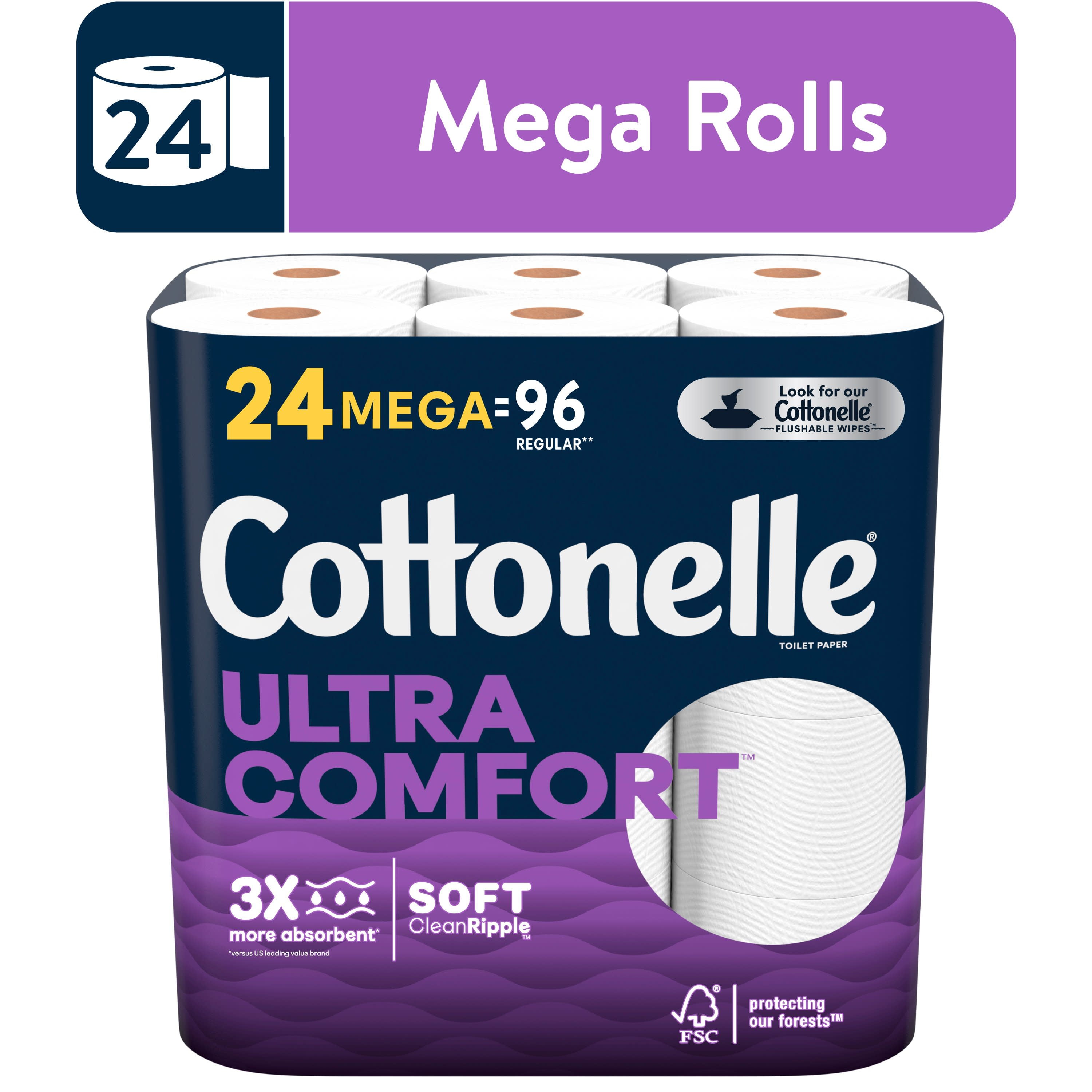 Cottonelle Ultra Comfort Toilet Paper, 24 Mega Rolls, 268 Sheets Per Roll (6,432 Total)