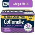 thumbnail image 1 of Cottonelle Ultra Comfort Toilet Paper, Soft Toilet Tissue, 36 Mega Rolls  per pack- 2 pack, 1 of 6