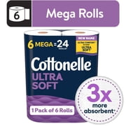 Cottonelle Ultra Soft Toilet Paper, 6 Mega Rolls
