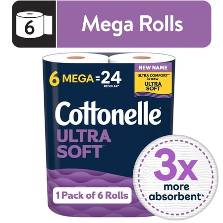Cottonelle Ultra Soft Toilet Paper, 6 Mega Rolls