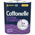 thumbnail image 1 of Cottonelle Ultra Comfort Toilet STF9&nbsp;Paper, 6 Mega Rolls (6 Mega Rolls = 24 Regular Rolls), 244 Sheets per Roll, Packaging May Vary, 1 of 3