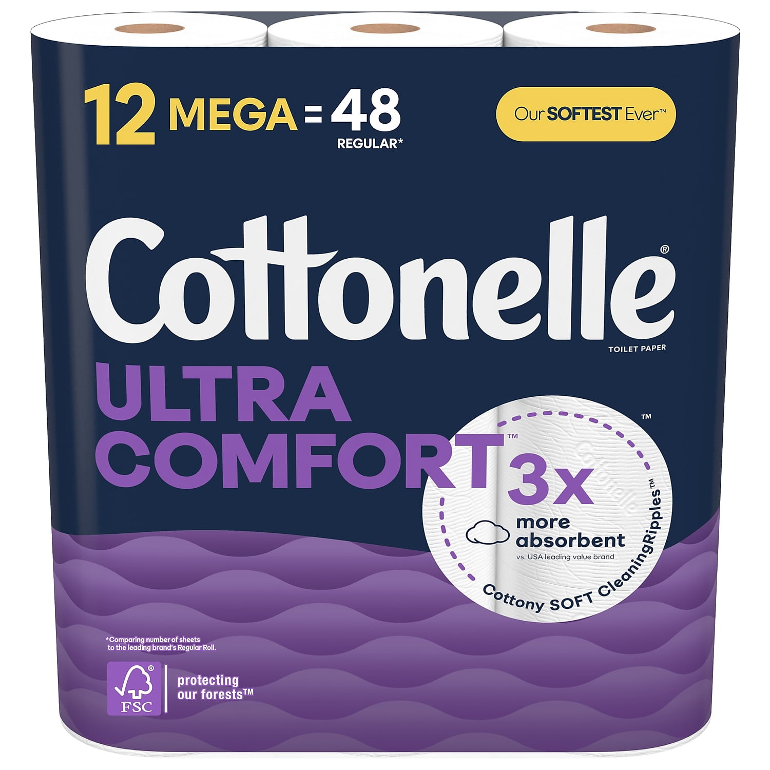 Cottonelle Ultra ComfortCare 2-Ply Standard Toilet Paper White 268 Sheets/Roll 12 Mega Rolls/Pack