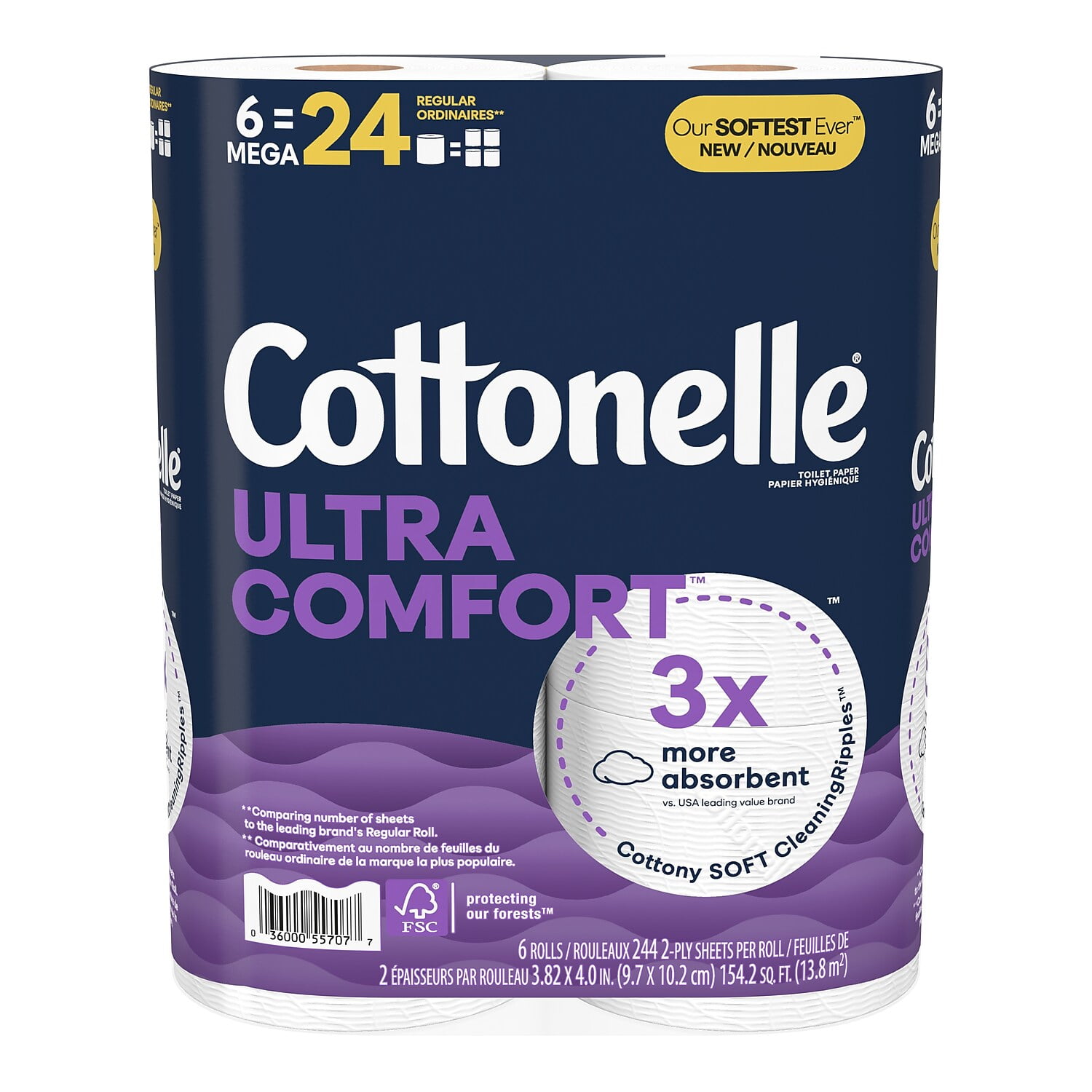 Cottonelle Ultra ComfortCare 2-Ply Standard Toilet Paper White 268 Sheets/Roll 6 Mega Rolls/Pack