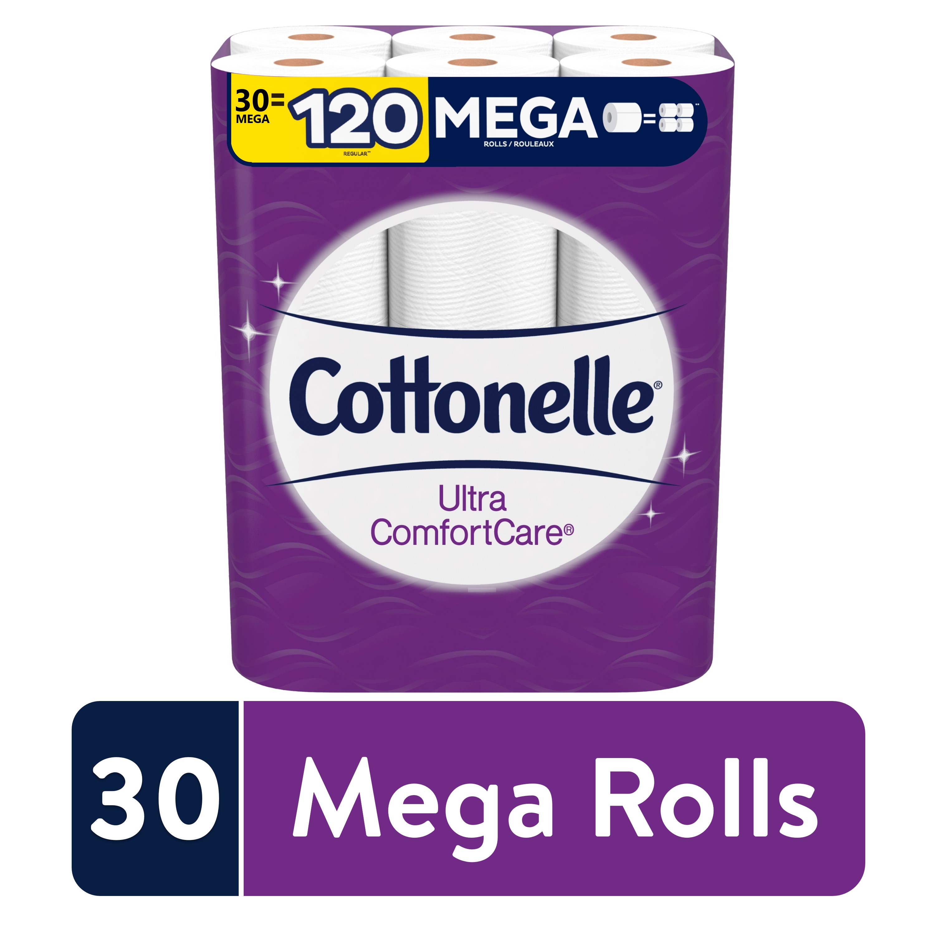 Cottonelle Ultra ComfortCare Soft Toilet Paper, 30 Mega Rolls, 268 Sheets per Roll (8,040 Total) - image 1 of 9
