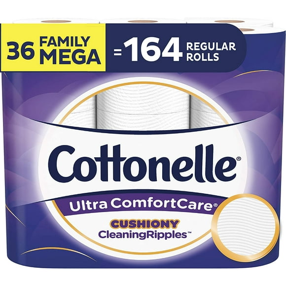 Cottonelle Ultra ComfortCare Soft Toilet Paper with Cushiony Cleaning Ripples, Family Mega Rolls, 325 Sheets Per Roll, 18 Count (Pack of 2)