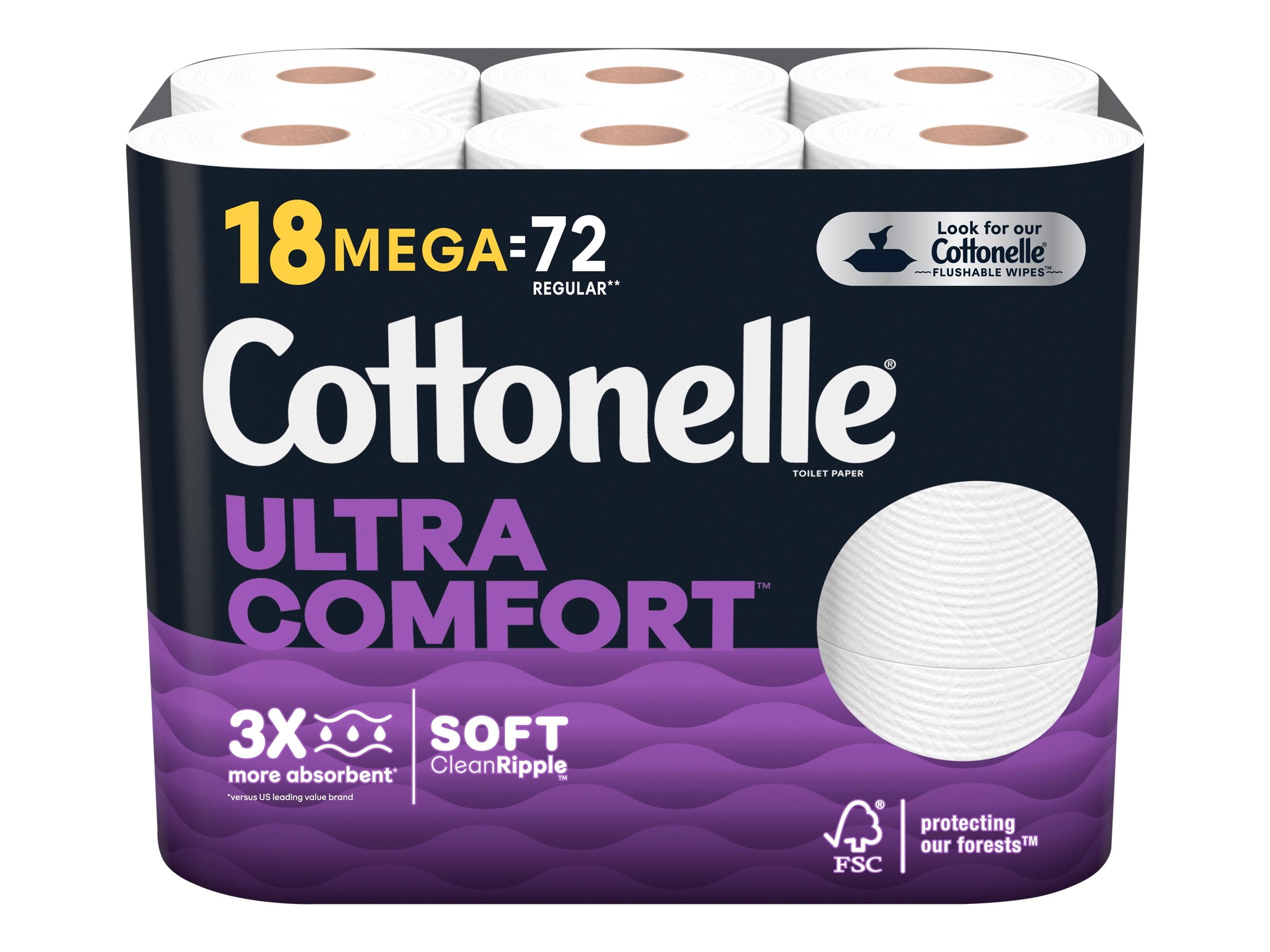 Cottonelle Ultra ComfortCare Toilet Paper, 18 Mega Rolls, 284 Sheets per Roll (5,112 Total)
