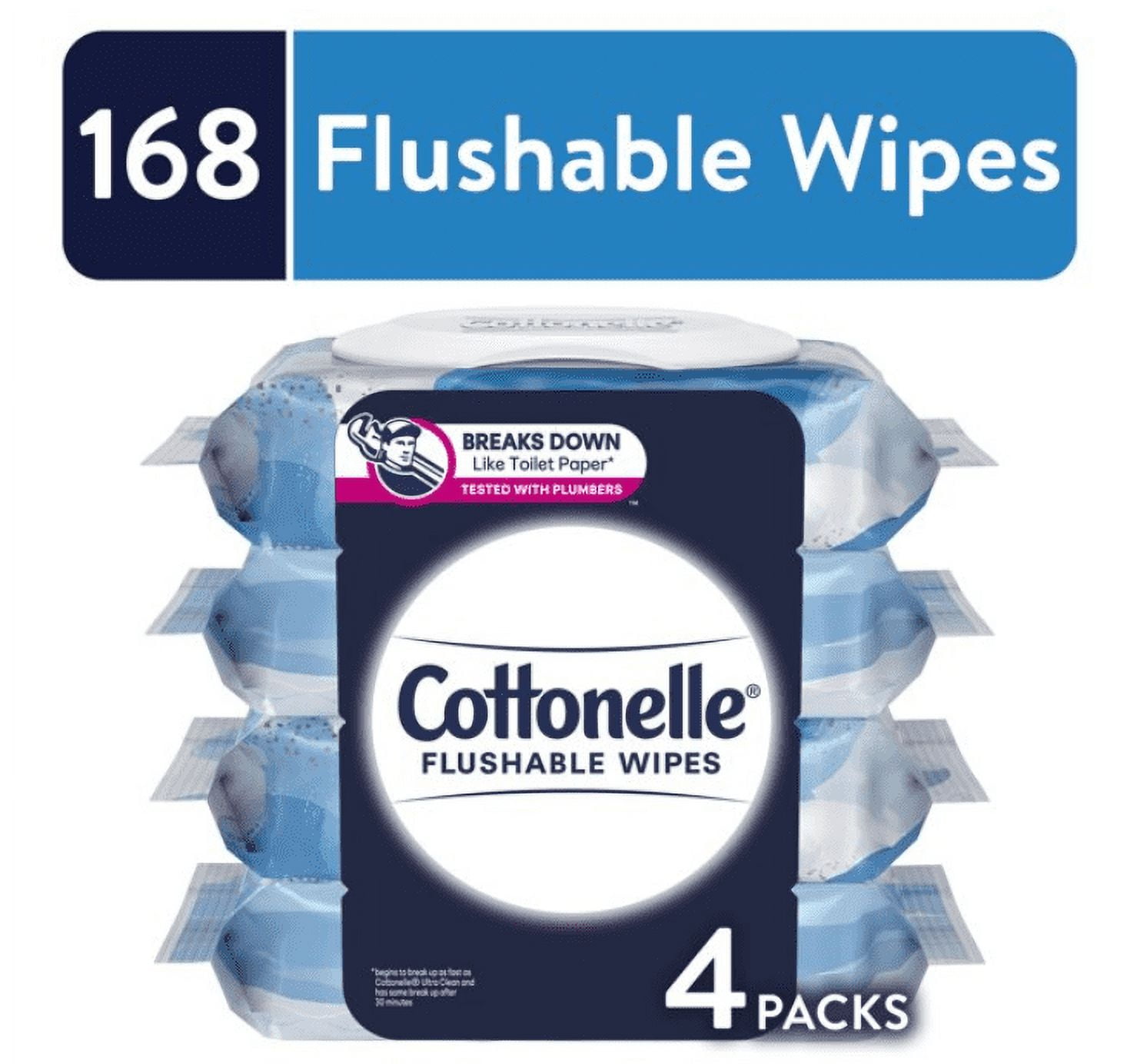 Cottonelle Ultra Fresh Flushable Wet Wipes, 4 FlipTop Packs (168 Total