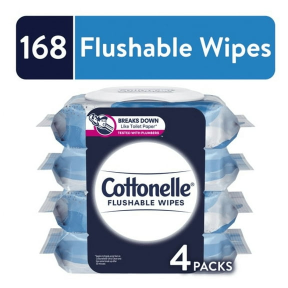 Cottonelle Ultra Fresh Flushable Wet Wipes, 4 Flip-Top Packs (168 Total Flushable Wipes)