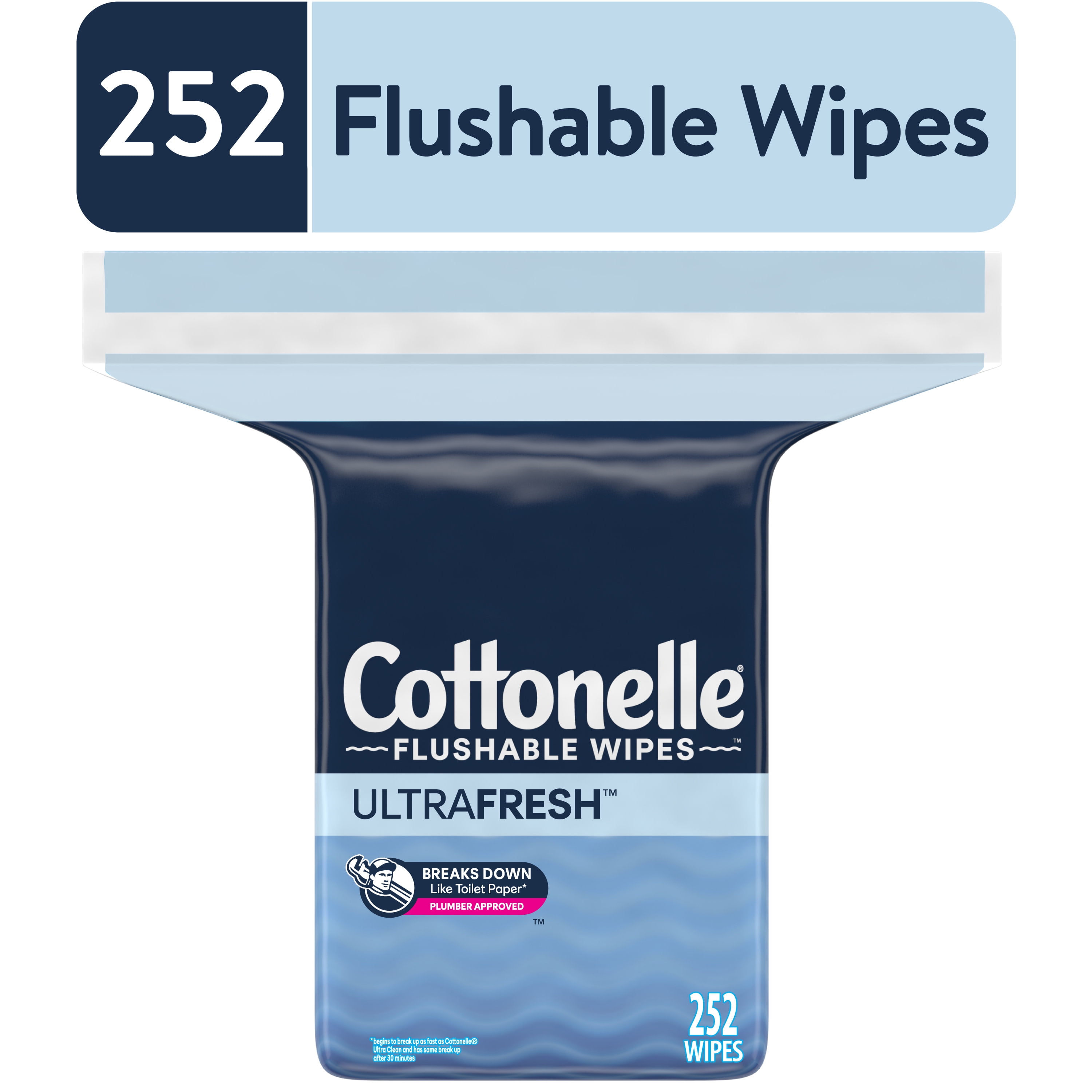 Cottonelle Ultra Fresh Flushable Wipes, 1 Resealable Bag, 252 Wipes per