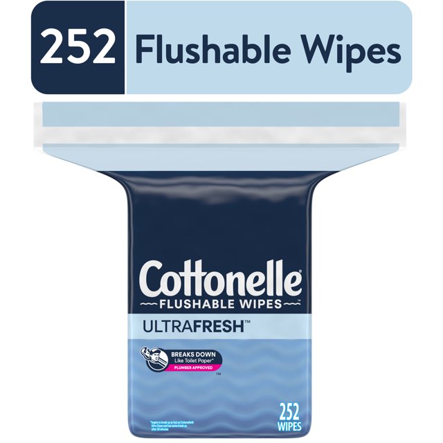 Cottonelle Ultra Fresh Flushable Wipes, 1 Resealable Bag, 252 Wipes per