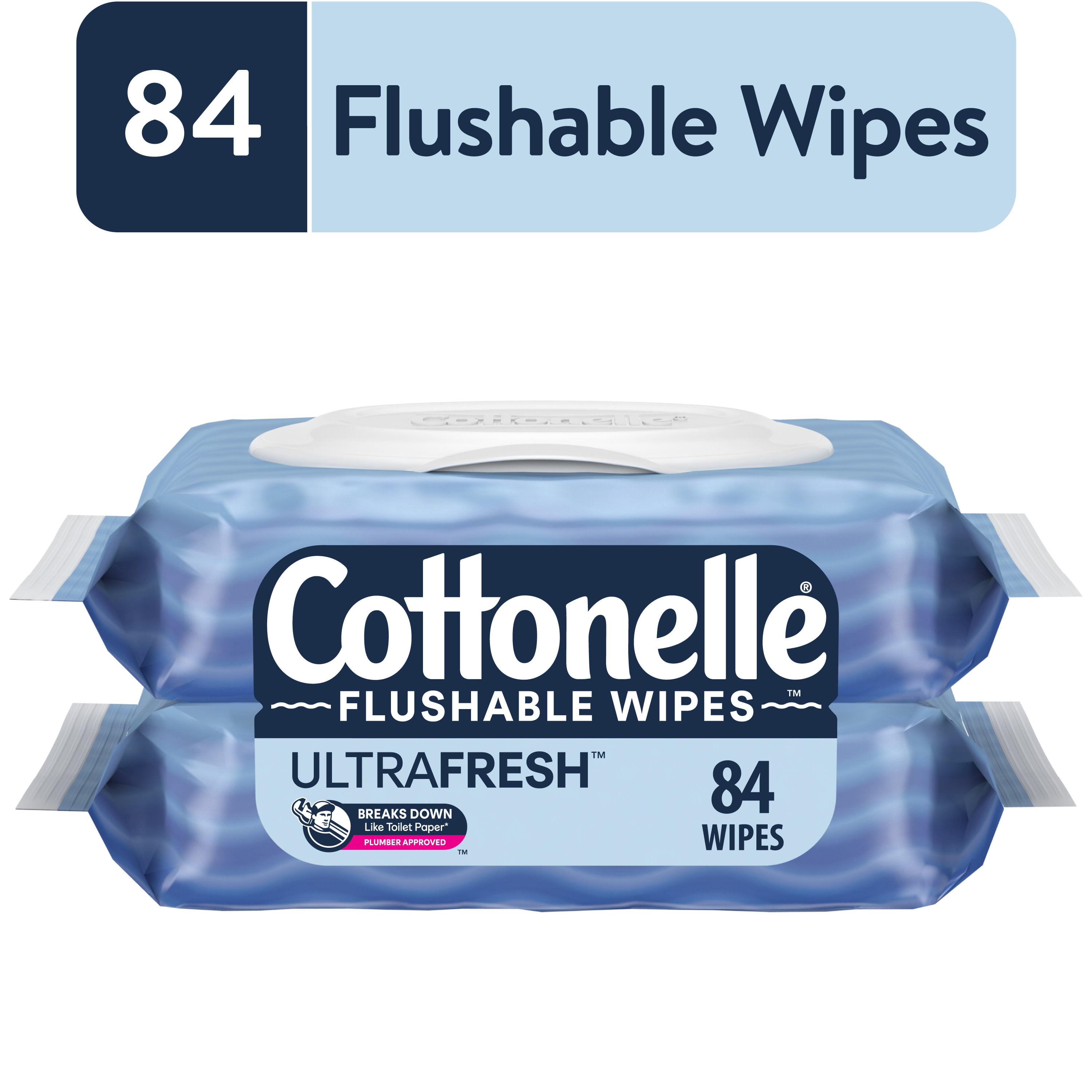Cottonelle Ultra Fresh Flushable Wipes, 2 FlipTop Packs, 42 Wipes per