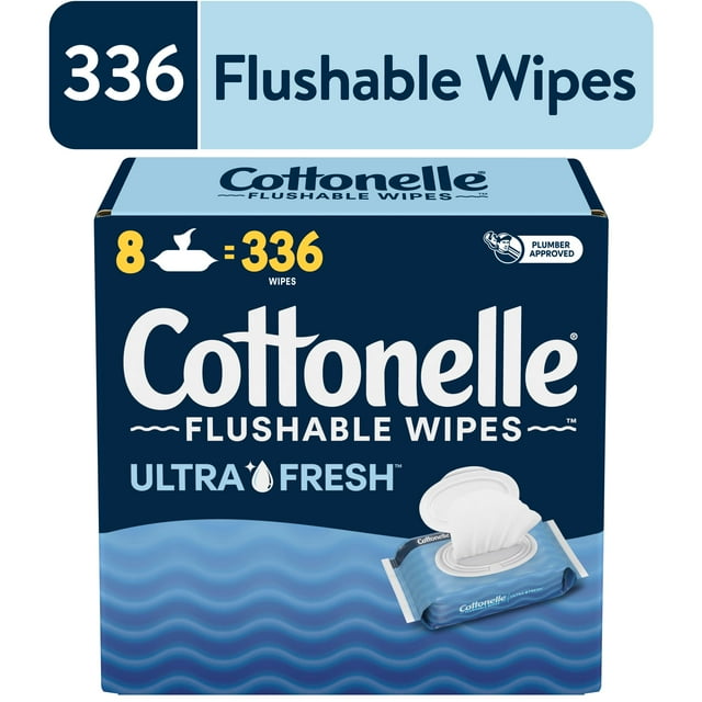 Cottonelle Ultra Fresh Flushable Wipes, 8 Flip-Top Packs