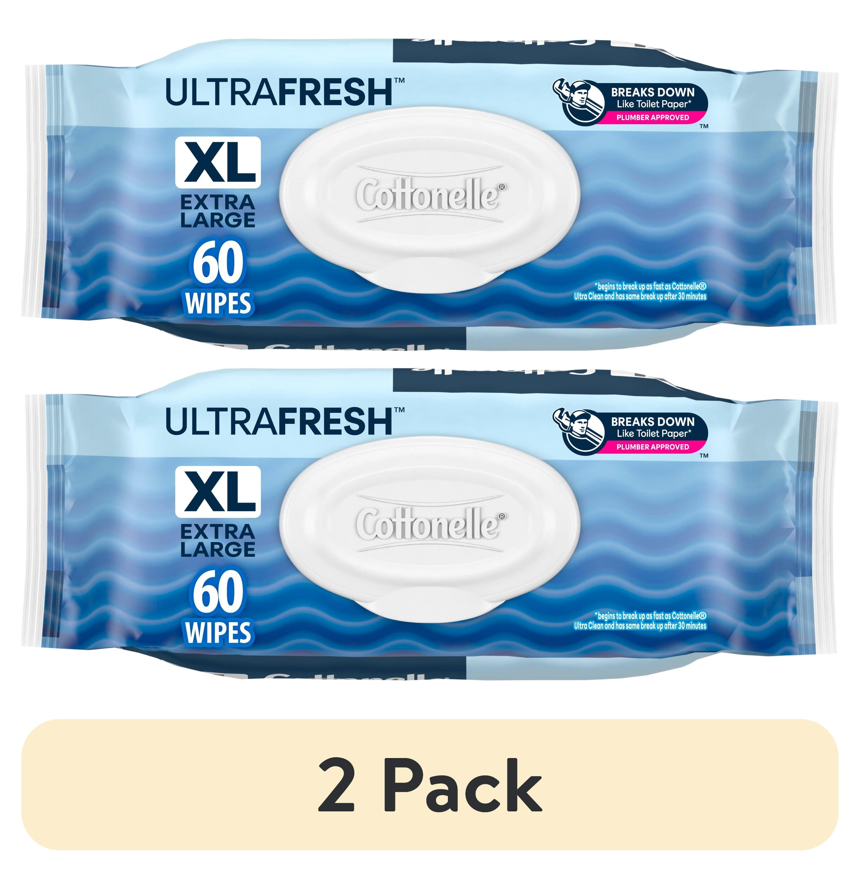 (2 pack) Cottonelle Ultra Fresh XL Flushable Wipes, 1 FlipTop Pack, 60
