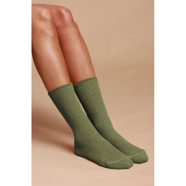 Cottonique Elastic-Free Organic Cotton Elite Socks (2 pairs /pack | Size: L  | Color: Melange Green )