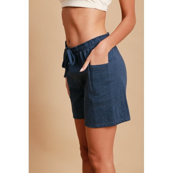 Cottonique Women's Elasticized Lounge Shorts with Drawstring ( Size: 7 | Color: Melange Blue )