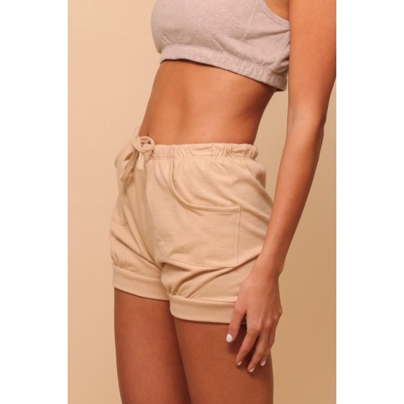 Cottonique Women's Latex-Free Yoga Lounge Shorts ( Size: M | Color: Taupe )