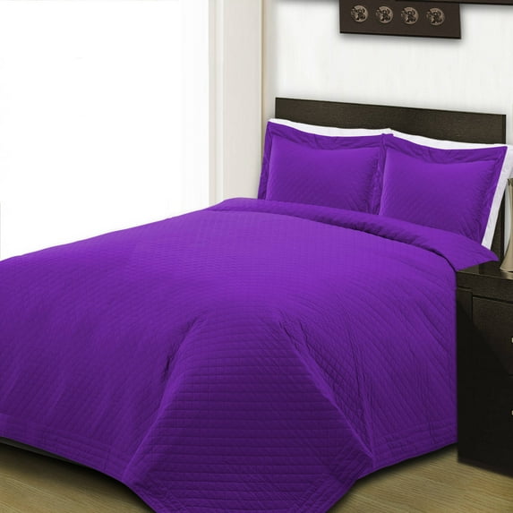 Cottonpure 100% Cotton Diamond Quilt, Twin, Purple