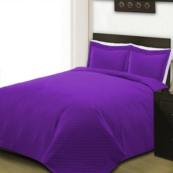 Cottonpure 100% Cotton Diamond Quilt, Twin, Purple