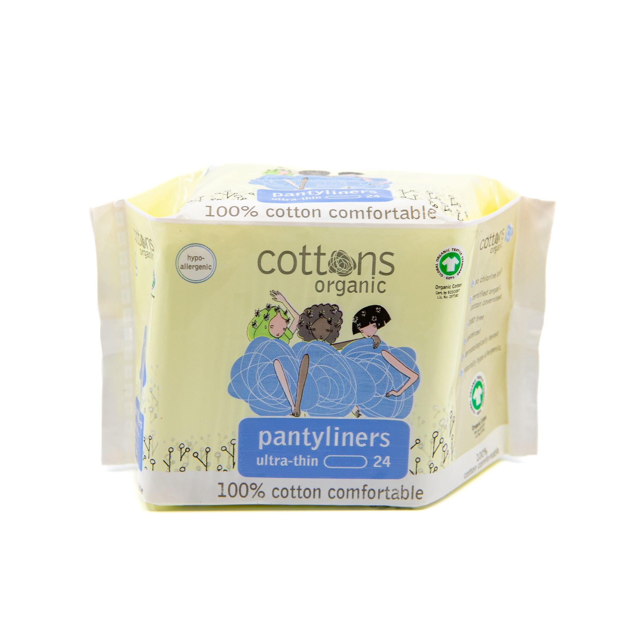 Cottons Organic Panty Liners for Women 24Individually Wrapped