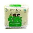 thumbnail image 1 of Cottons Organic Ultra-Thin Feminine Pads for Women with Wings | 14-Individually Wrapped | Unscented | Chlorine Free | Organic Cotton Coversheet | Regular Absorbency (1 Pack of 14), 1 of 12