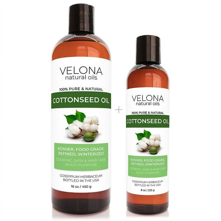 Cottonseed Oil by Velona - 24 oz | 100% Pure and Natural Carrier Oil |  Refined, Cold pressed | Cooking, Skin, Face, Body, Hair Care | Use Today -  Enjoy Results - Walmart.com