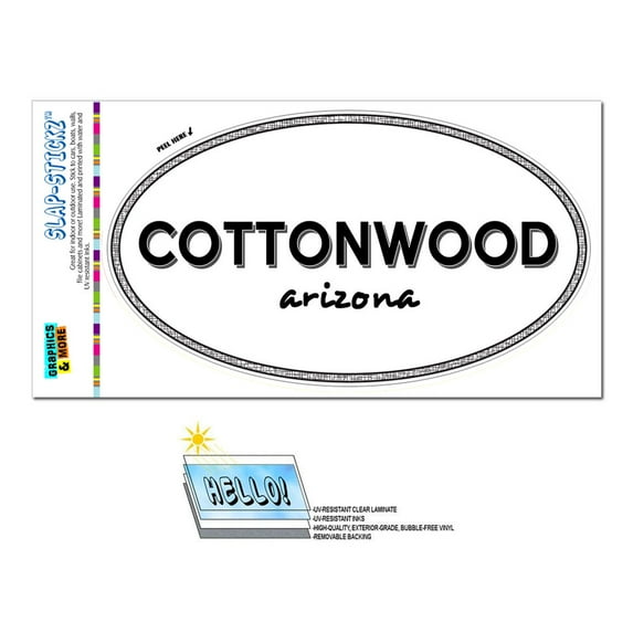 Cottonwood, AZ - Arizona - Black and White - City State - Oval Laminated Sticker