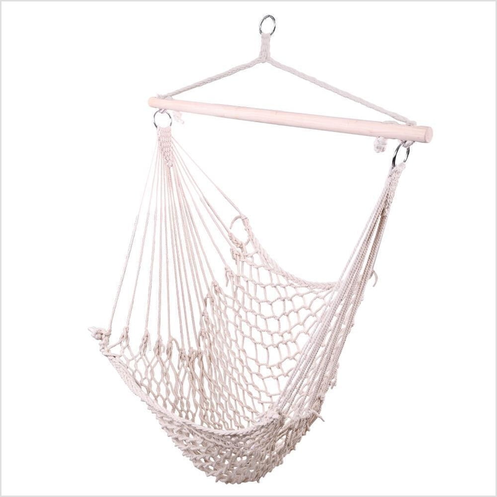 Beige Cotton Rope Portable Hanging Hammock Chair