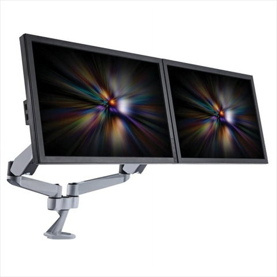 Silver Dual Monitor Full-Motion Desk Mount with Clamp Base