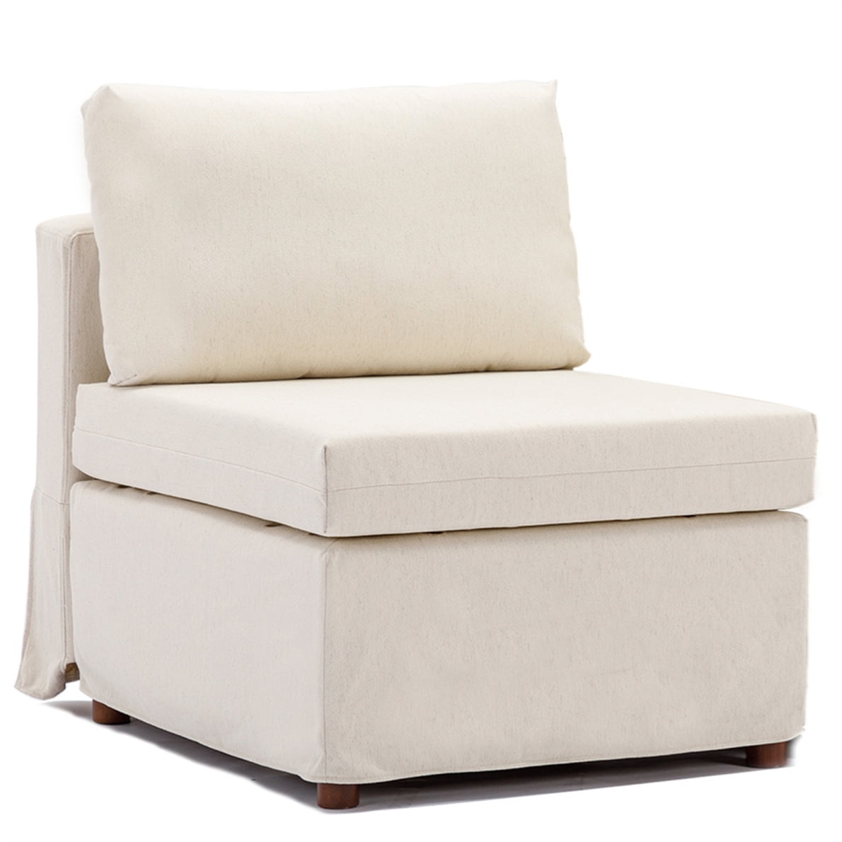 Couch, Accent Armless Chair, Modern Fabric Linen Middle Module for