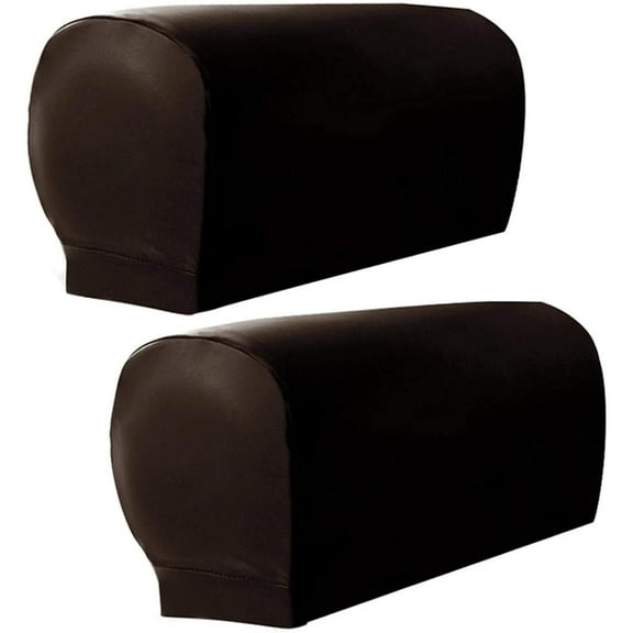 Couch Arm Chair Covers Set of 2, Waterproof Washable Anti-Slip Furniture Protector Armchair Slipcovers, Ultra Thick and Soft PU Leather Stretch Arm Cover for Recliners Sofas Chairs, Black
