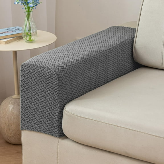 Couch Arm Covers & Arm Chair Covers - Stretch Sofa Armrest Protectors with Non-Slip Grip, Machine Washable Polyester Fabric for Recliner/Loveseat/Sectional