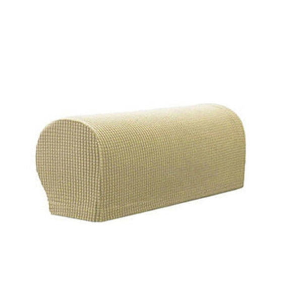 Couch Arm Covers, Microfiber, Thick, Upholstery Protection, 22 In, Black and White Checkered Decor, Light Beige, 1 Pair