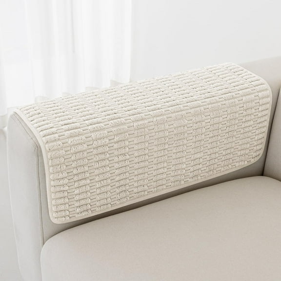 Couch Arm Covers Sofa Arm Cover, Arm Chair Covers Set of 2, Non-Slip Chair Arm Covers, Arm Rest Cover for Sofa, Armchair Slipcovers Couch Protector (Cream White 20x20 inch)