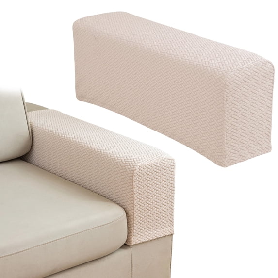 Couch Arm Covers - Sofa Arm Covers,Stretch Sofa Armrest Protectors with Non-Slip Grip,Machine Washable Polyester Fabric for Recliner/Loveseat/Sectional,21.6" x 9" x 9.8"(Beige)