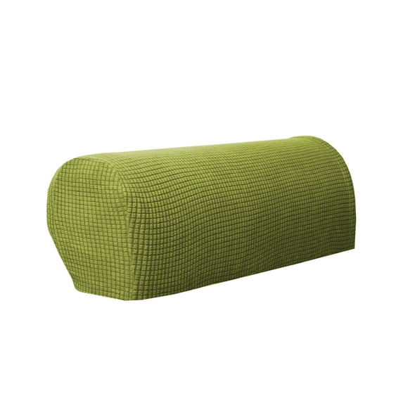 Couch Arm Covers, Thick Polar Fleece, 26X9 In, Sofa Armrest Protection, Checkered Decor, Everyday Living Space, Green Solid, One Size, 1 Pair