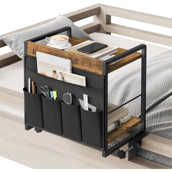 Couch Arm Tray, Bunk Bed Shelf, Sofa Tray with Fabric Pockets Storage, Couch Armrest Table, Bunk Bed Shelf with Storage for College, Bedside Shelf for College