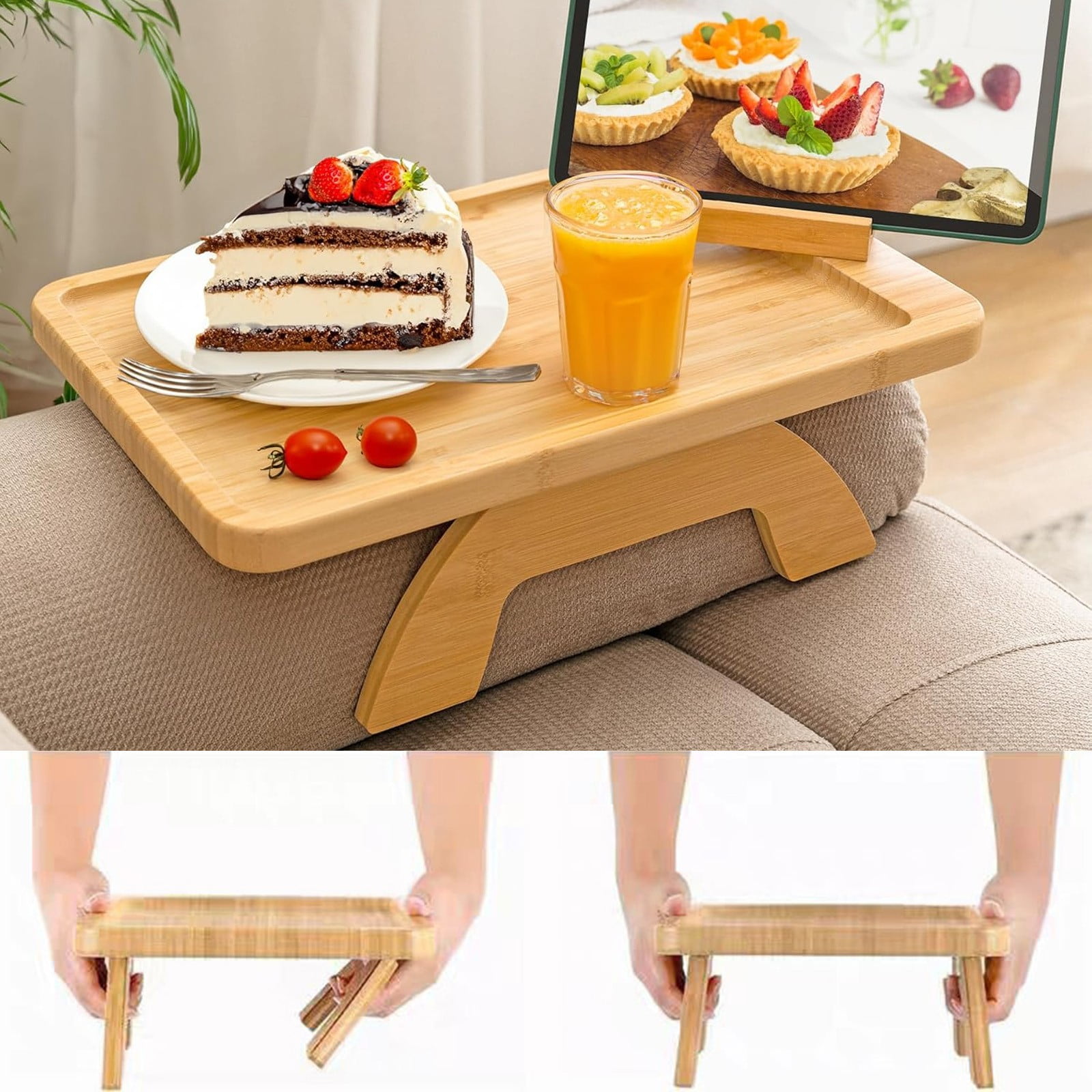 Couch Arm Tray Table Clip On Side Table For Wide Couches Arm With 360
