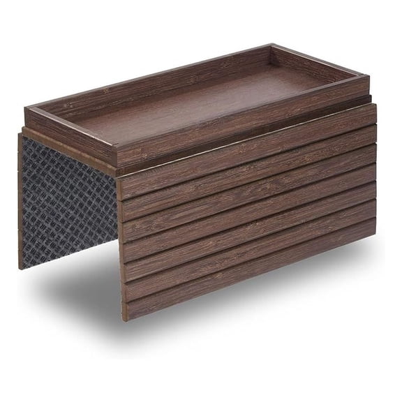 Couch Arm Tray Table with Storage, Bamboo Sofa Side Table - 12.4x5.4in, Fits Most Arms, Non-Slip Base, Living Room Organizer