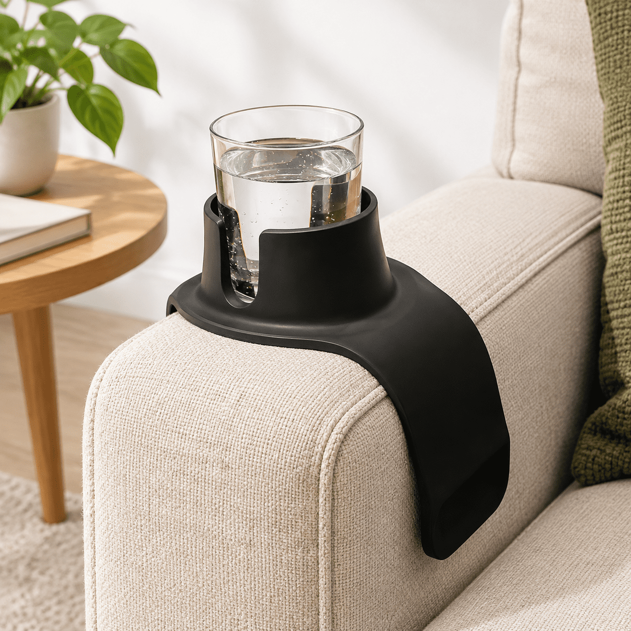 Couch Armrest Cup Holder Jet Black Flexible Silicone Drink Rest ...