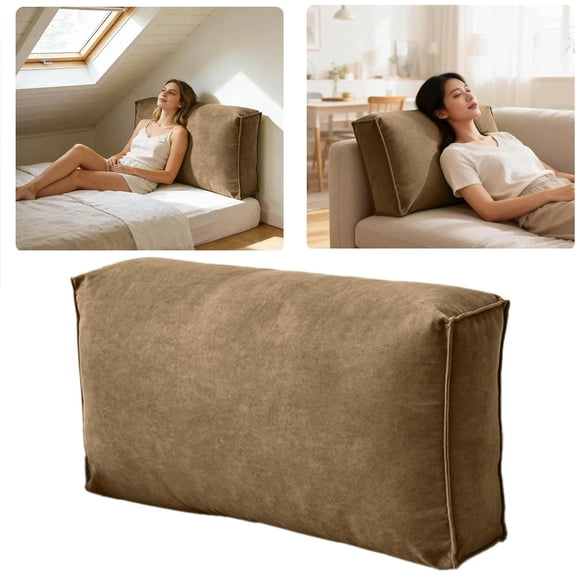 Couch Back Cushion Pillows, Replacement Couch Cushions with Velvet Cover, Reading Pillows Lumbar Support Pillow Waist Cushion for Sofa, Bedside, Bay Window (Brown-S)