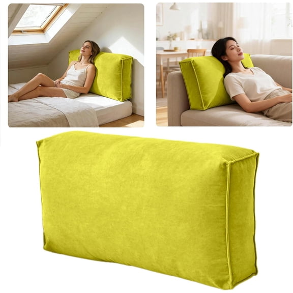 Couch Back Cushion Pillows, Replacement Couch Cushions with Velvet Cover, Reading Pillows Lumbar Support Pillow Waist Cushion for Sofa, Bedside, Bay Window (Yellow-S)