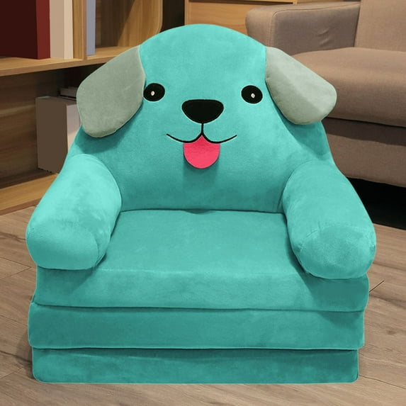 Couch Bed Fold Out Plush Foldable Sofa Backrest Armchair 2 In 1 Cute Cartoon Lazy Sofa Flip Open Sofa Bed Convertible Sofa for Napping Reading Playing (19.69"x11.42"x20.47")