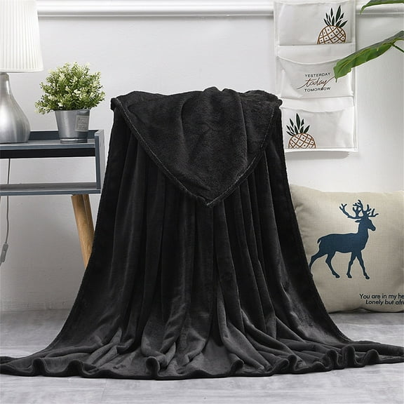 Couch Blanket , Super Soft Warm Warm Fleece Blanket Throw Rug Sofa Bedding, Microfiber Blanket Lightweight(Black, 70.9x78.7in)