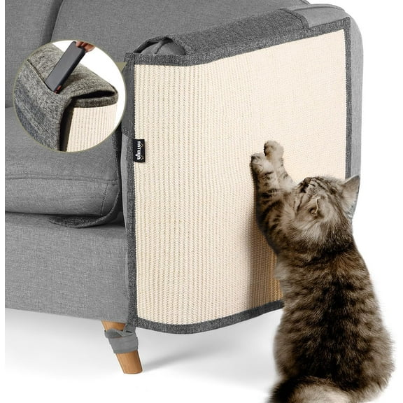 Couch Cat Scratch Furniture Protectors from Cats-Sisal Cat Scratching Mat Furniture Guard for Sofa Cushion Chair Corner (Dark Gray, Left)