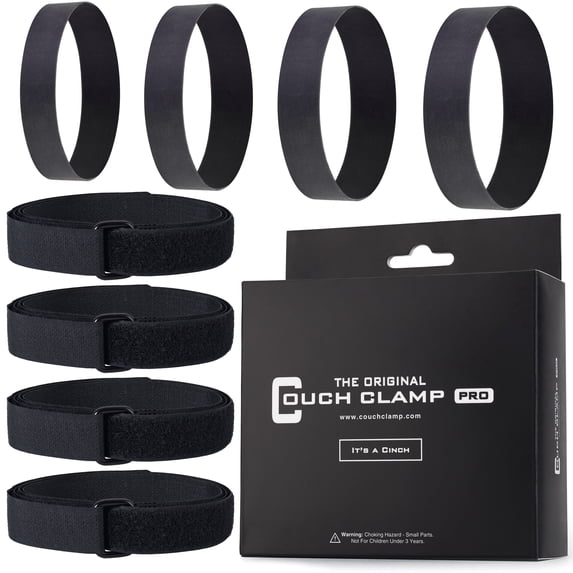 Couch Clamp® Pro Sectional Sofa Connectors with Hook and Loop Cinches, 8 Piece Set